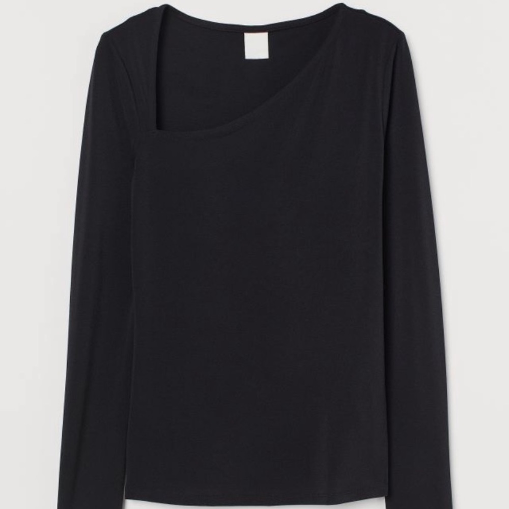 H&M black asymmetrical long sleeve shirt